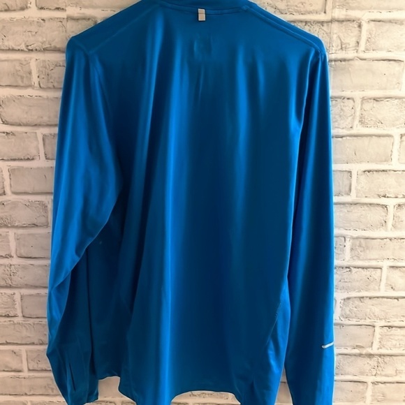 Nike running Men's Teal Blue Long Sleeve Quarter Zip Pullover Top Size Medium - Picture 4 of 6